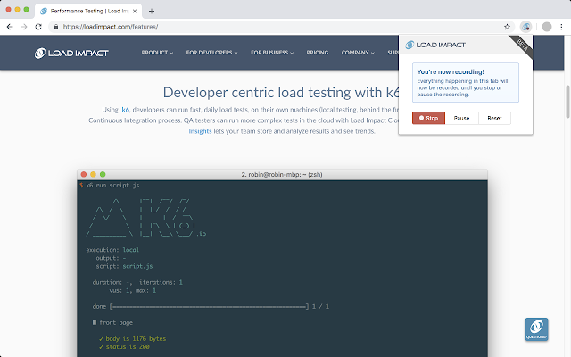 Load Impact v4.0 – k6 JS Test Script Recorder
