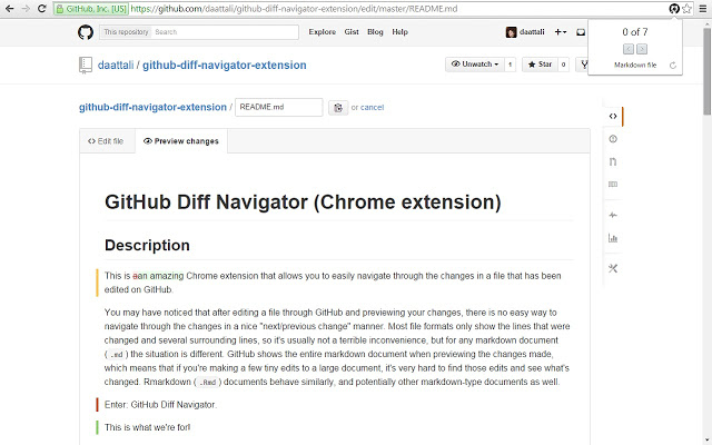 Diff Navigator for GitHub
