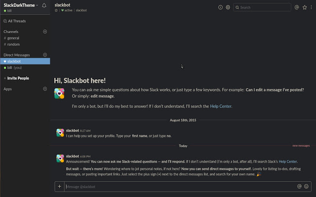 Dark theme for Slack