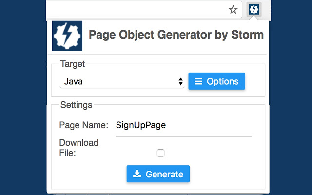 Page Object Generator By Storm
