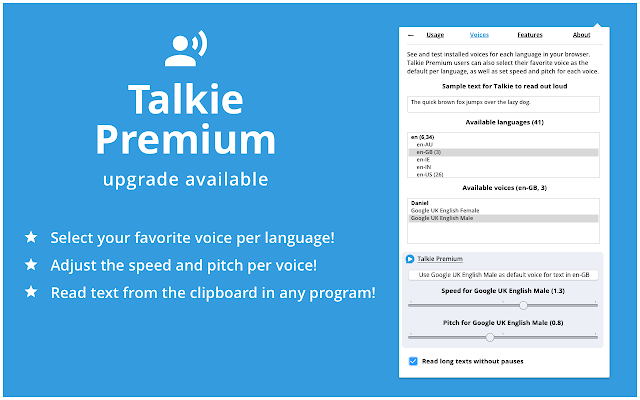 Talkie: FREE text-to-speech, many languages!