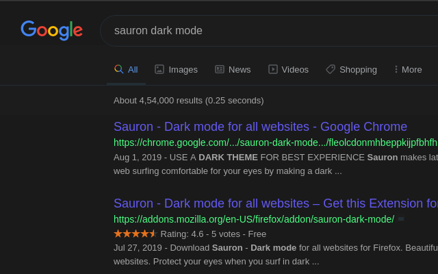 Sauron – Dark mode for all websites