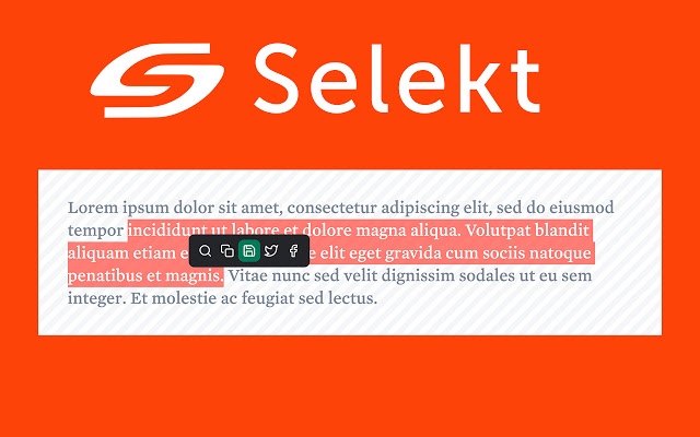 Selekt – One click actions for text selection