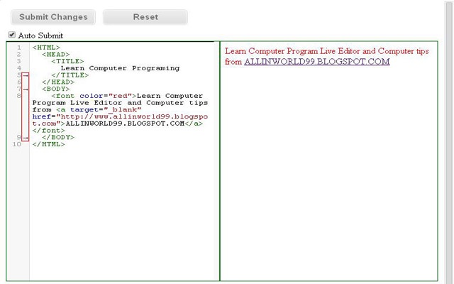 HTML CSS Live Editor