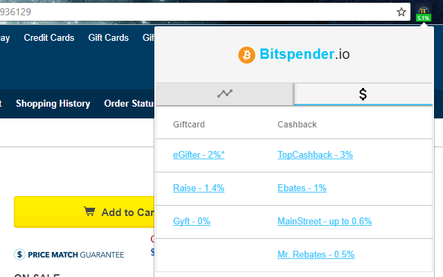 Bitspender.io’s Cashback & Price Tracker