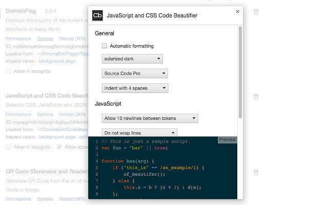 JavaScript and CSS Code Beautifier