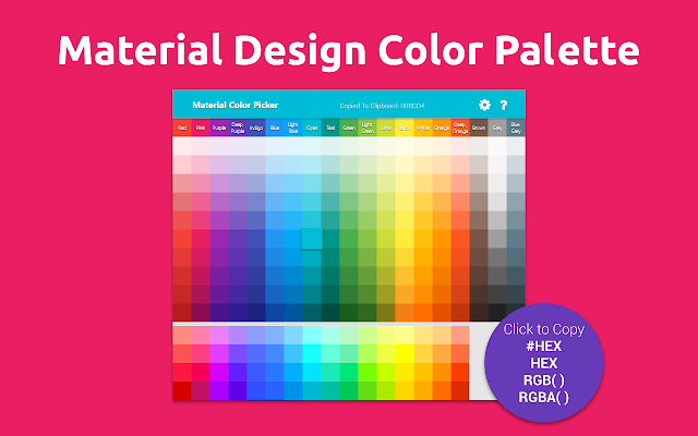 Material Design Color Palette – Click to Copy