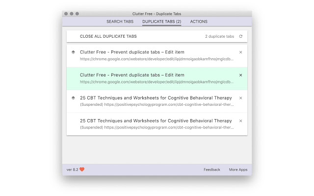 Clutter Free – Prevent duplicate tabs