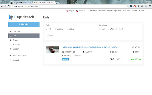 Rapidcatch eBay auction sniper