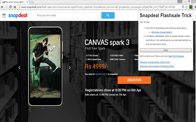 Snapdeal Flash Sale Tricks