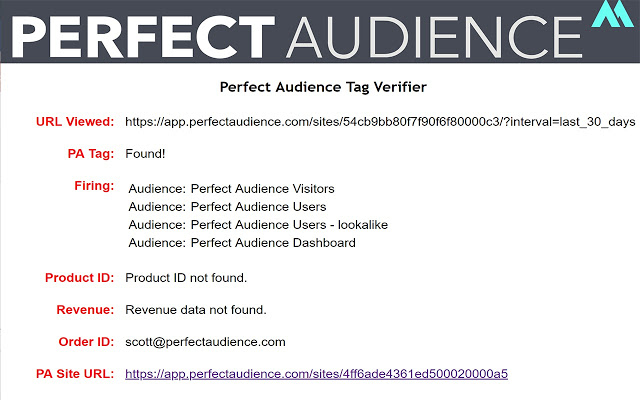 Perfect Audience Tag Verifier