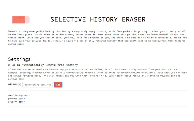 Selective History Eraser
