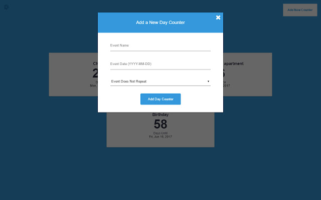 Day Counter – New Tab Page