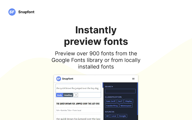 Snapfont – Preview fonts on any page