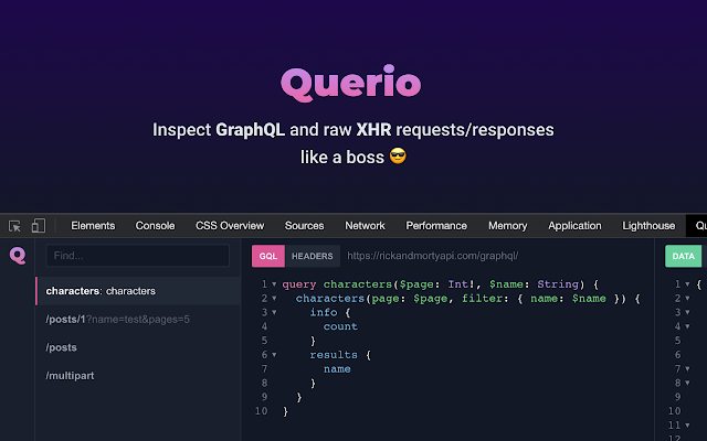 Querio – GraphQL and XHR requests inspector