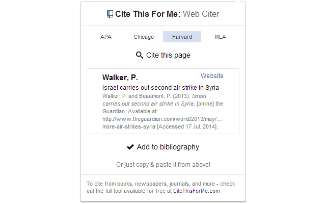 Cite This For Me: Web Citer