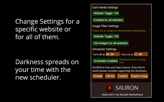 Sauron – Dark mode for all websites