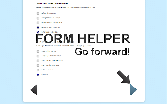 Survey helper – go forward!