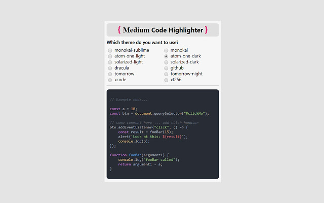 Medium Code Highlighter