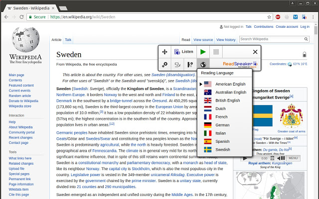 Readspeaker chrome extension