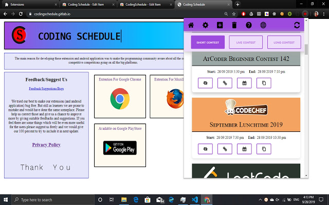 Coding Schedule