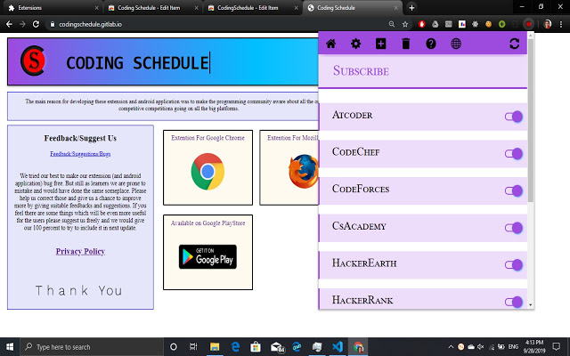 Coding Schedule