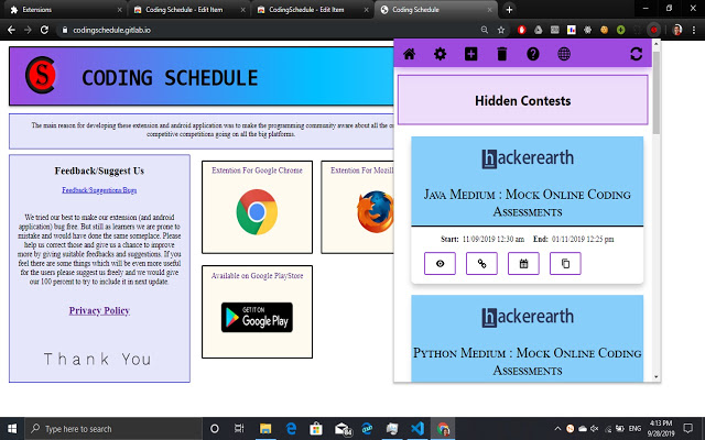 Coding Schedule