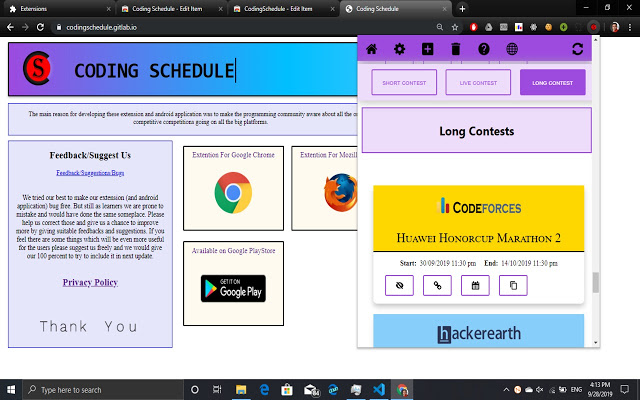 Coding Schedule