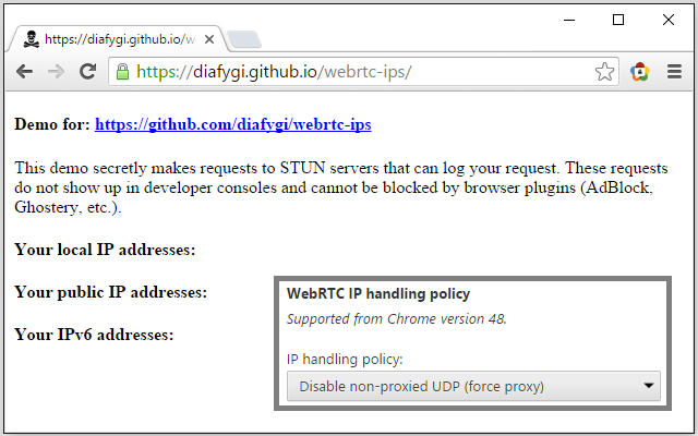 WebRTC Leak Prevent Toggle