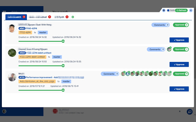 Bitbucket pull request overview