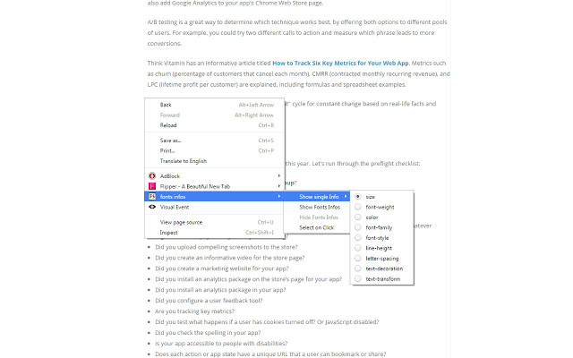 fonts infos