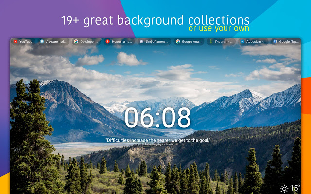 New Tab Studio: Countdown, Background, Notes