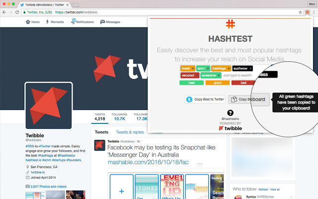 HashTest – Realtime Hashtag Testing