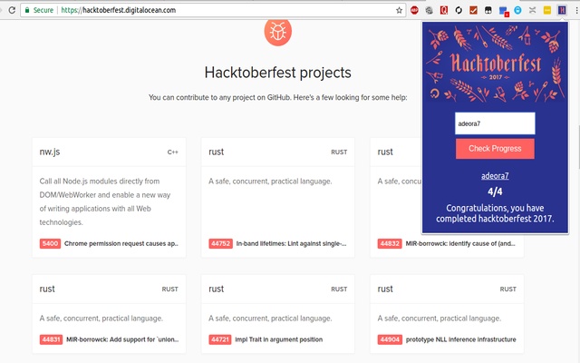 Hacktoberfest Progress Checker