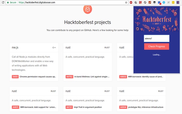 Hacktoberfest Progress Checker