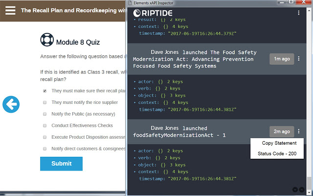 Elements xAPI Inspector