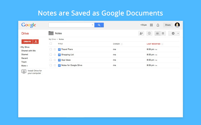 Notes for Google Drive