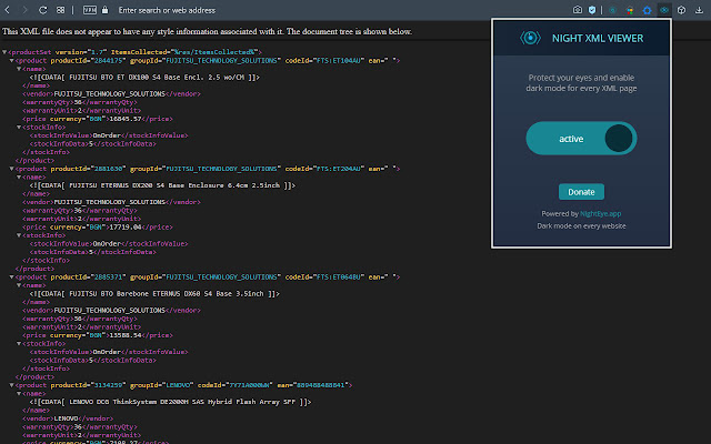 Night XML – dark mode XML viewer