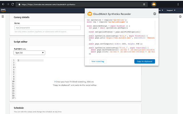 CloudWatch Synthetics Recorder