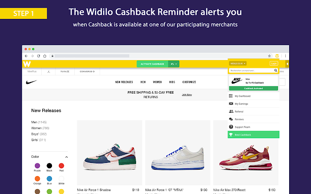 Widilo Cashback Reminder